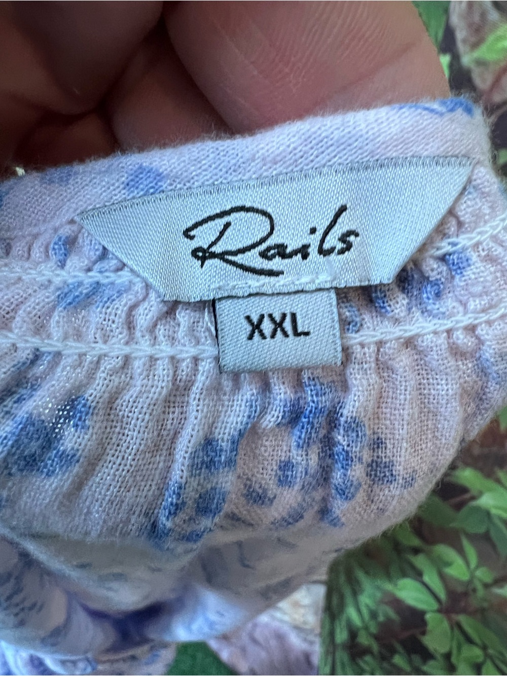 RAILS Blush and Blue Ruffle Cuff Button Front Floral Cottagecore Blouse, XXL - Picture 12 of 12